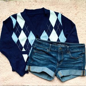 ARGYLE PATTERN BUTTON FRONT CARDIGAN
